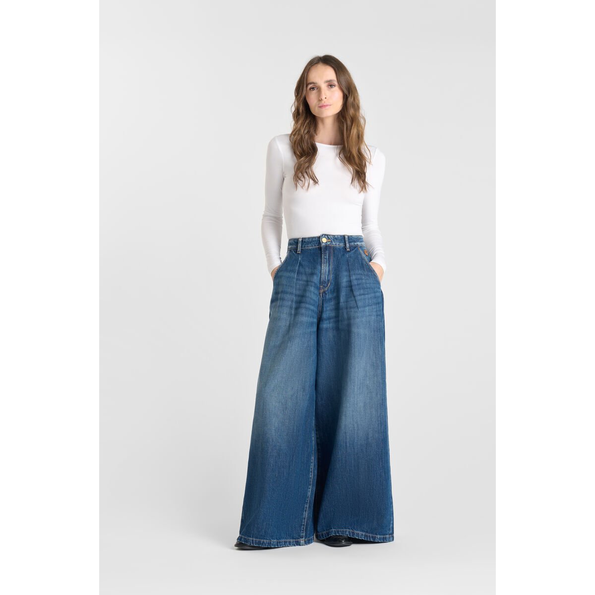 Jeans loose, large LOUVY, longueur 34 blue, LE TEMPS DES CERISES