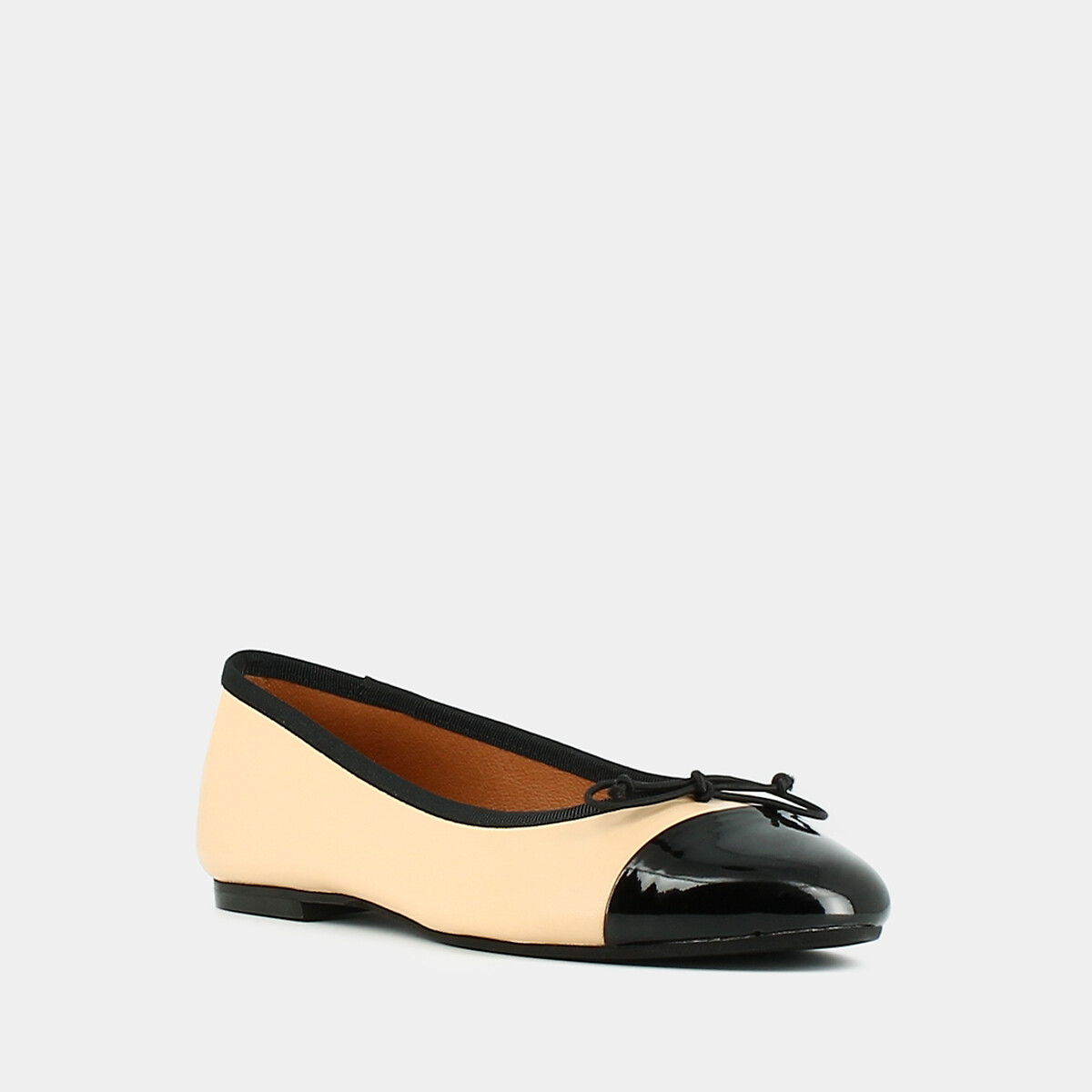 Daxi Leather Ballet Flats beige/black, JONAK