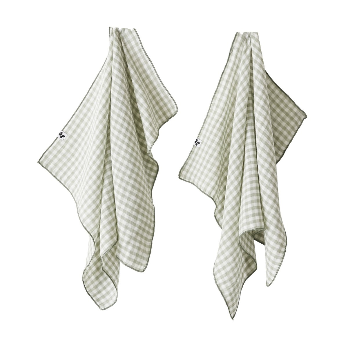 Lot de 2 essuie-mains en gaze de coton Vickie vichy eucalyptus, EDEN
