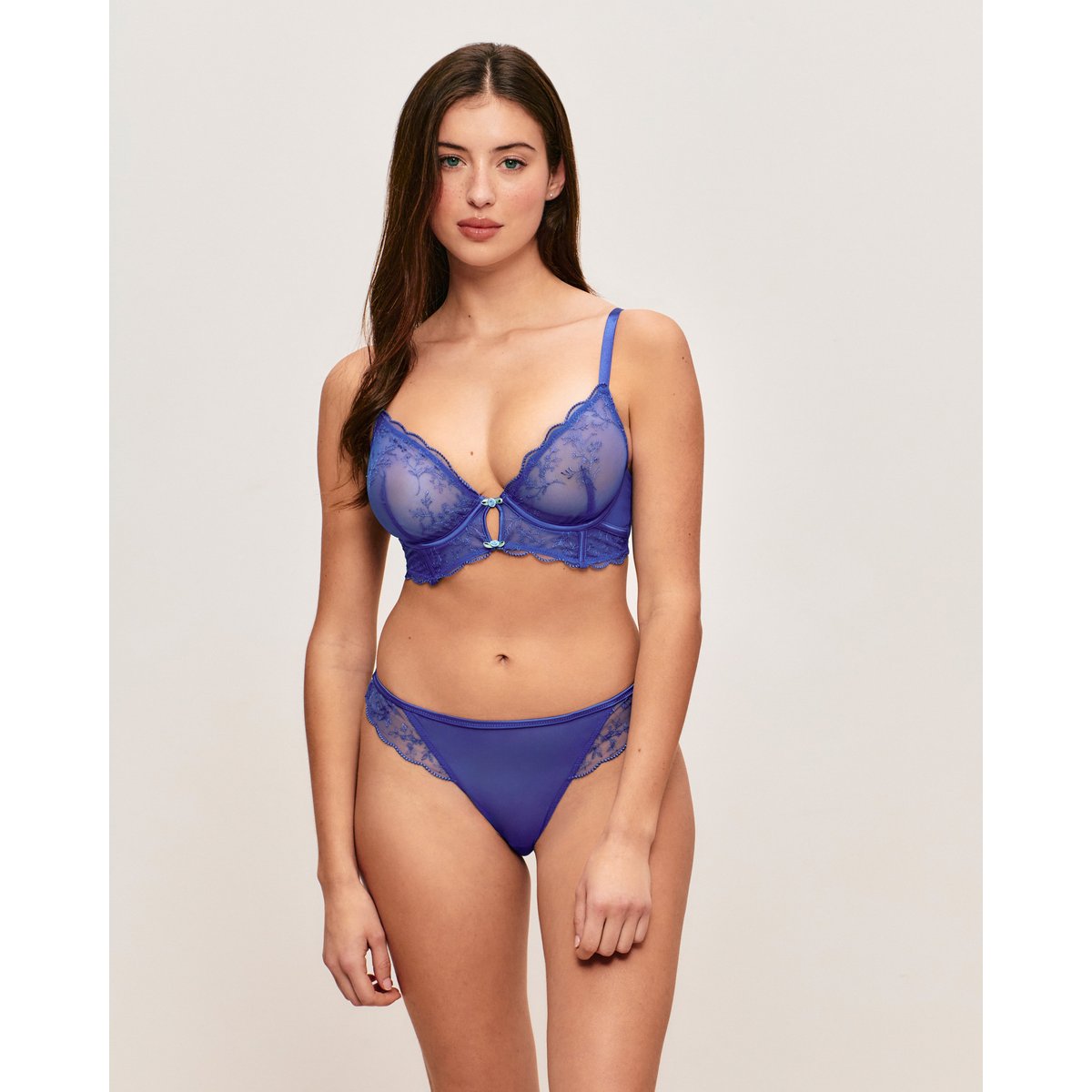 Soutien-gorge corbeille avec broderies florales FLORILIZ bleu foncé, UNDIZ
