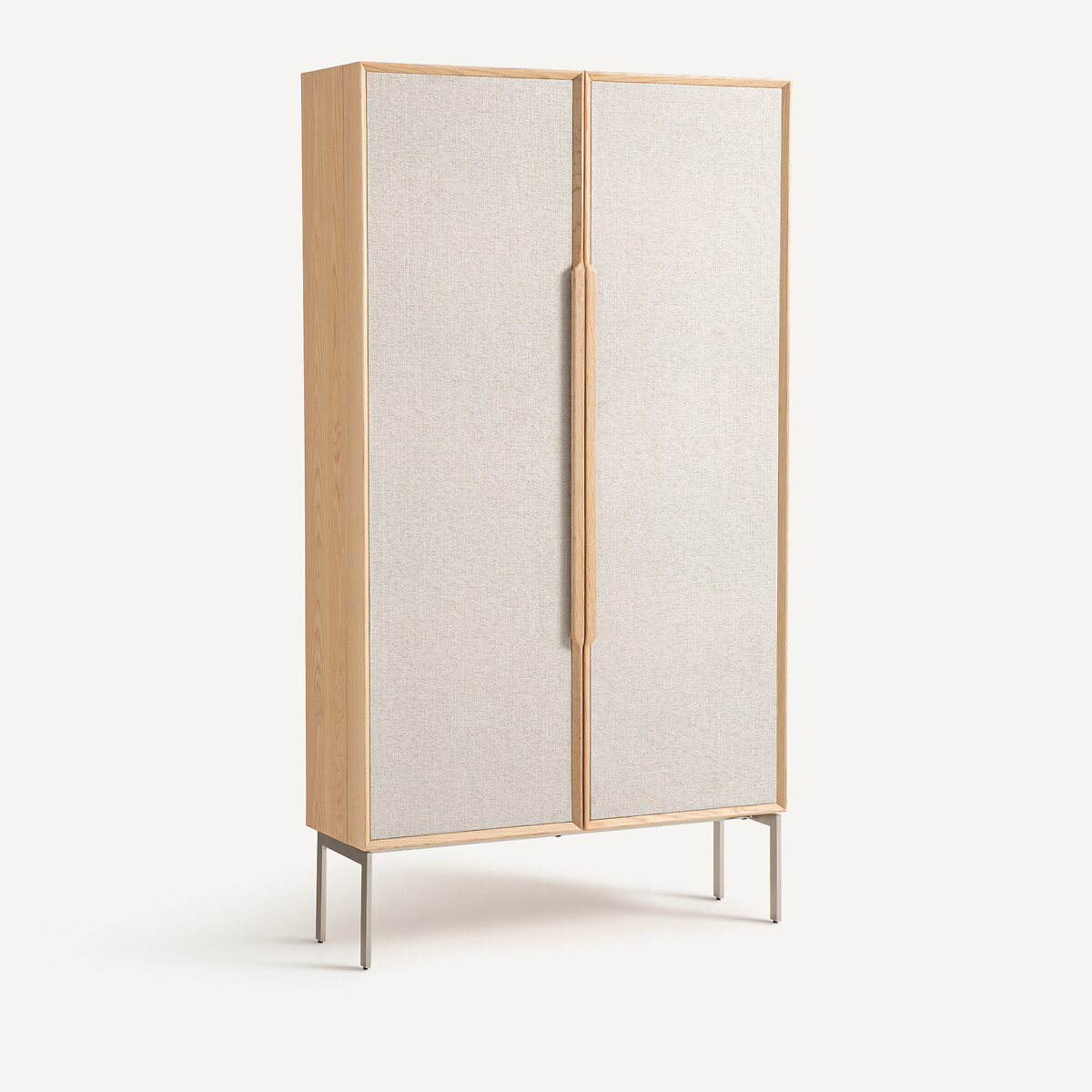 Bureau armoire plaqué chêne tissu texturé, Omid beige ficelle/chêne, AM.PM