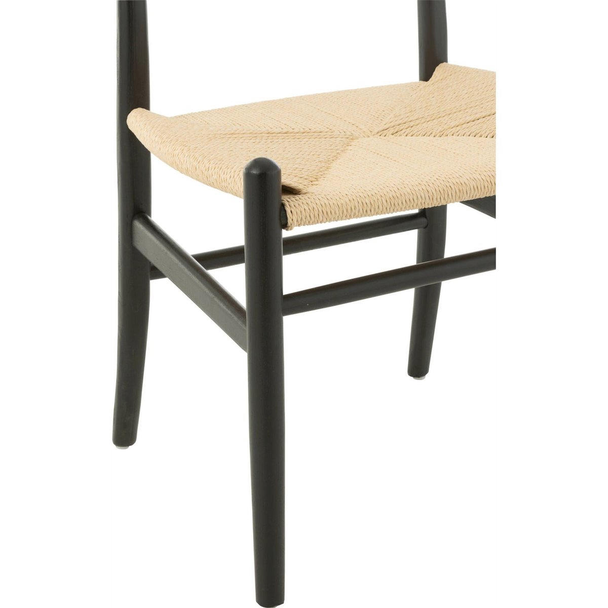 Chaise en hêtre assise en corde noir et naturel, RECOLLECTION
