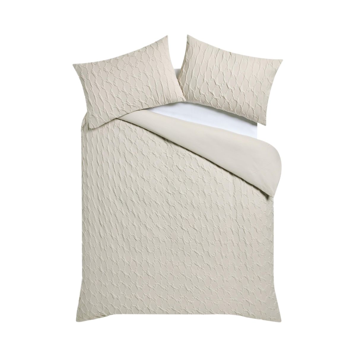 Housse de couette et taies à motif carré naturel, NEXT