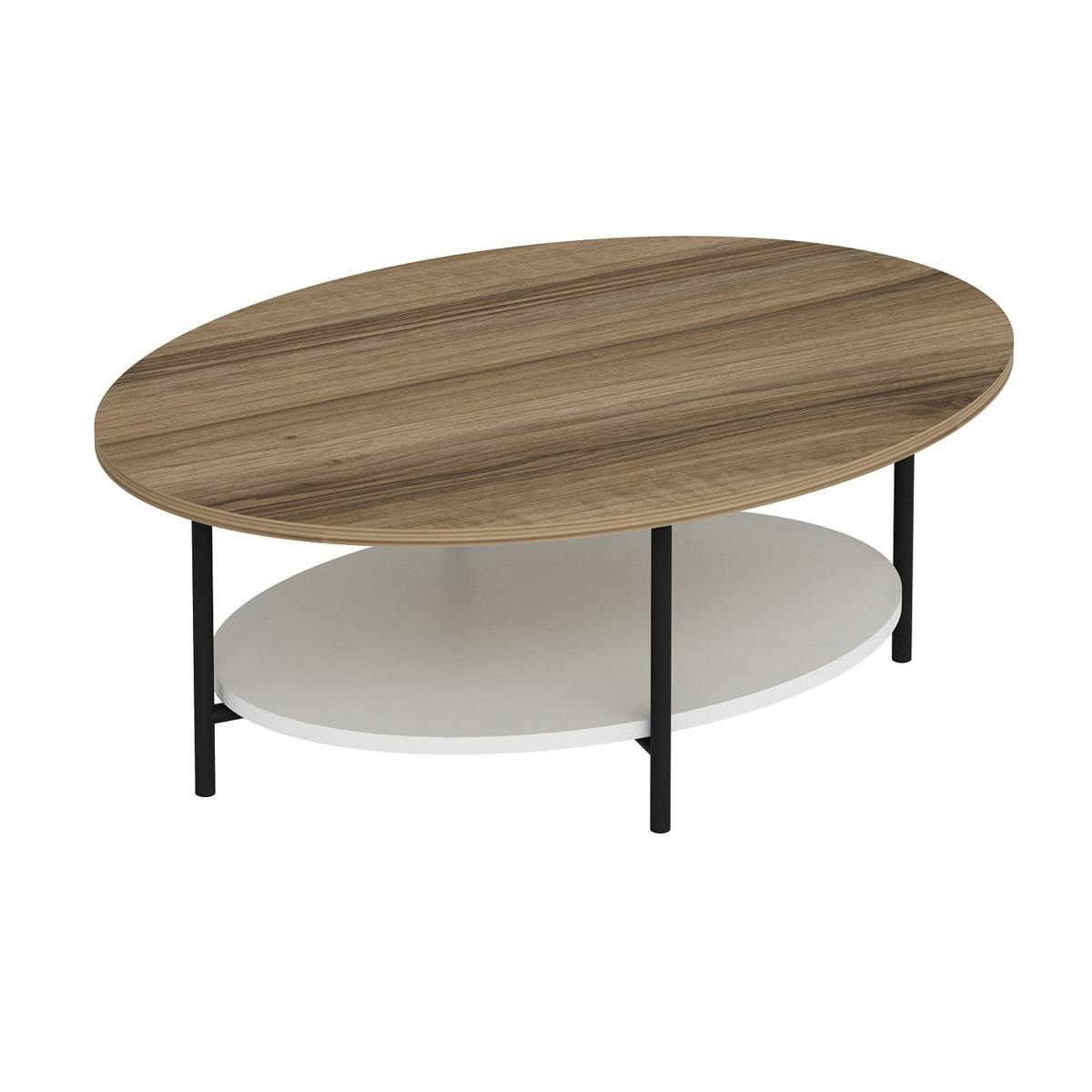 Table basse ovale double plateau JENA chêne, PIER IMPORT