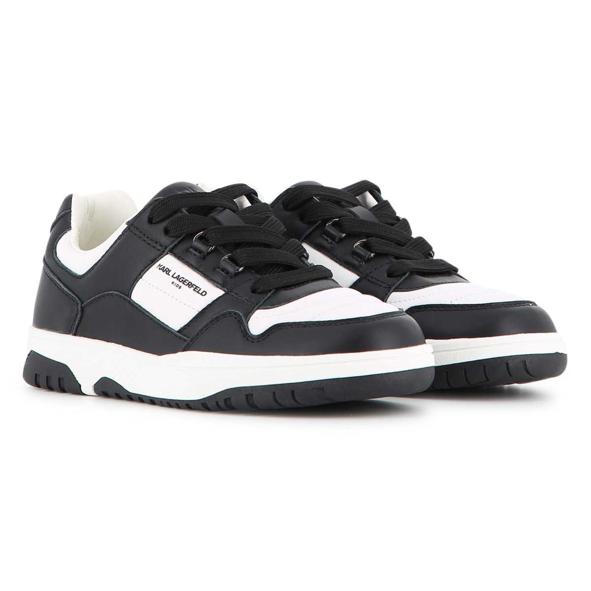 Baskets basse à lacets noir blanc, KARL LAGERFELD KIDS