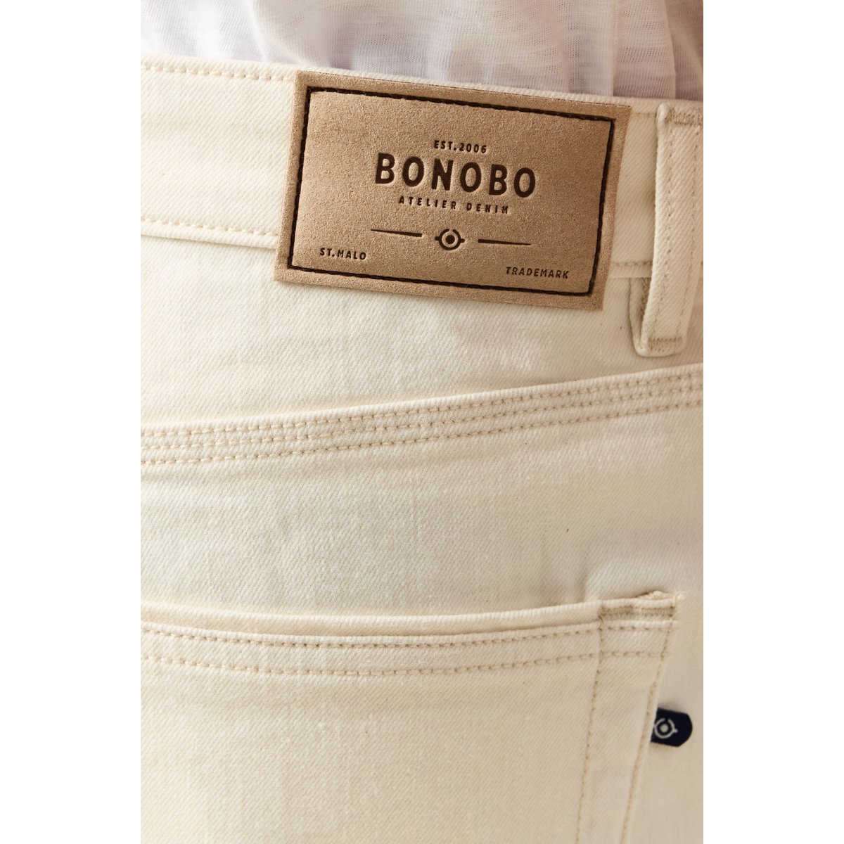 Jeans straight 5 poches ecru, BONOBO