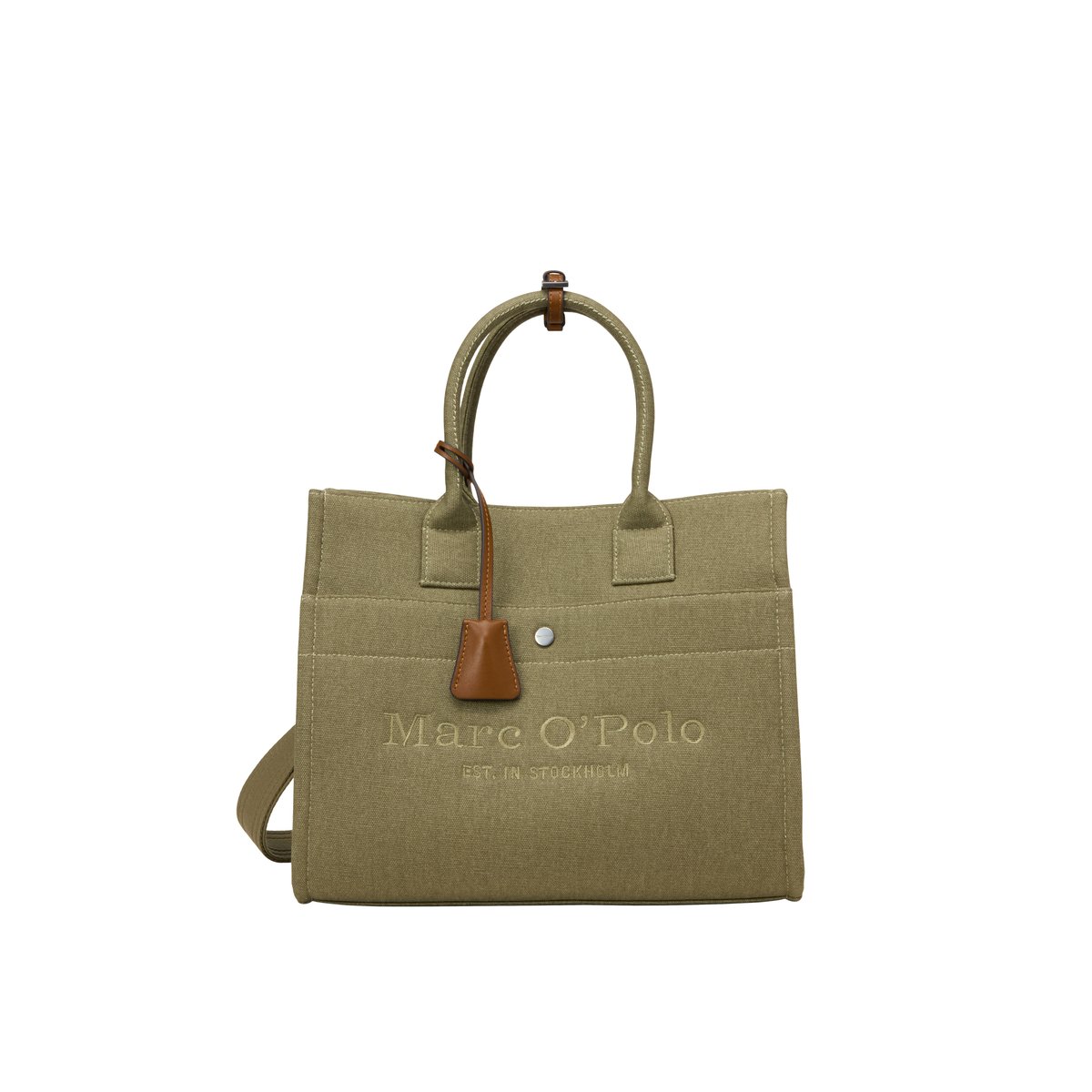 Shopper en toile modèle Mara moyen en coton organique robuste vert, MARC O'POLO