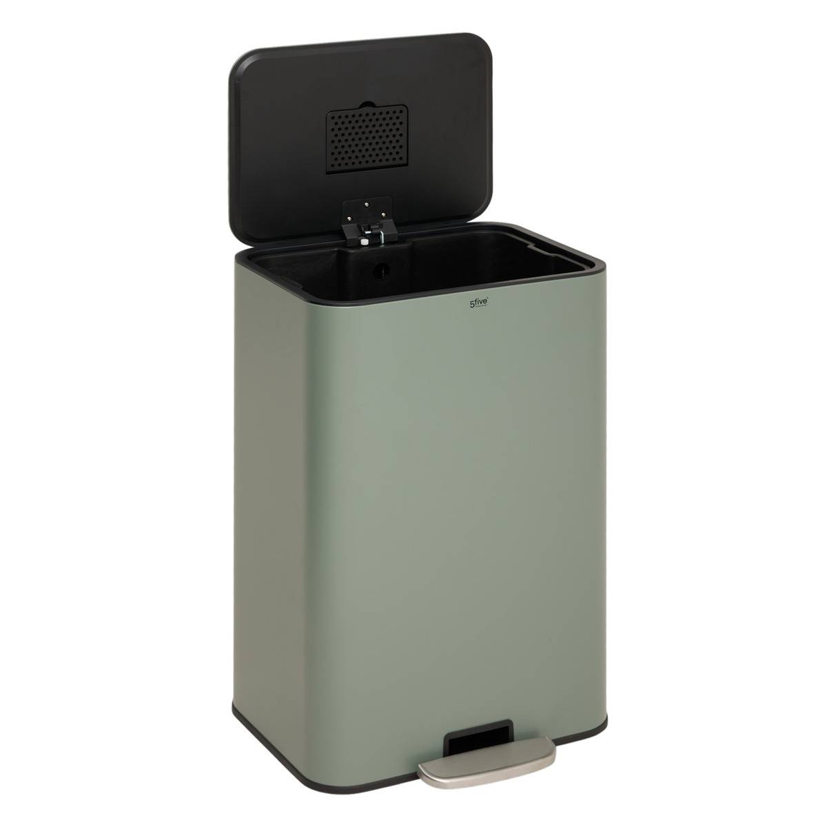 Poubelle rectangulaire à pédale en acier DELTA vert, 5FIVE SIMPLY SMART