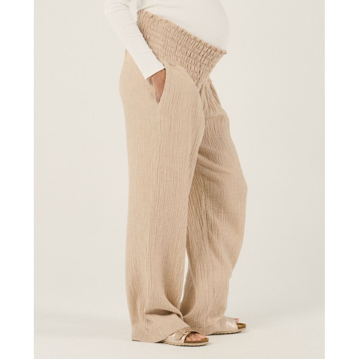 Pantalon de maternité Myriam beige, CACHE COEUR