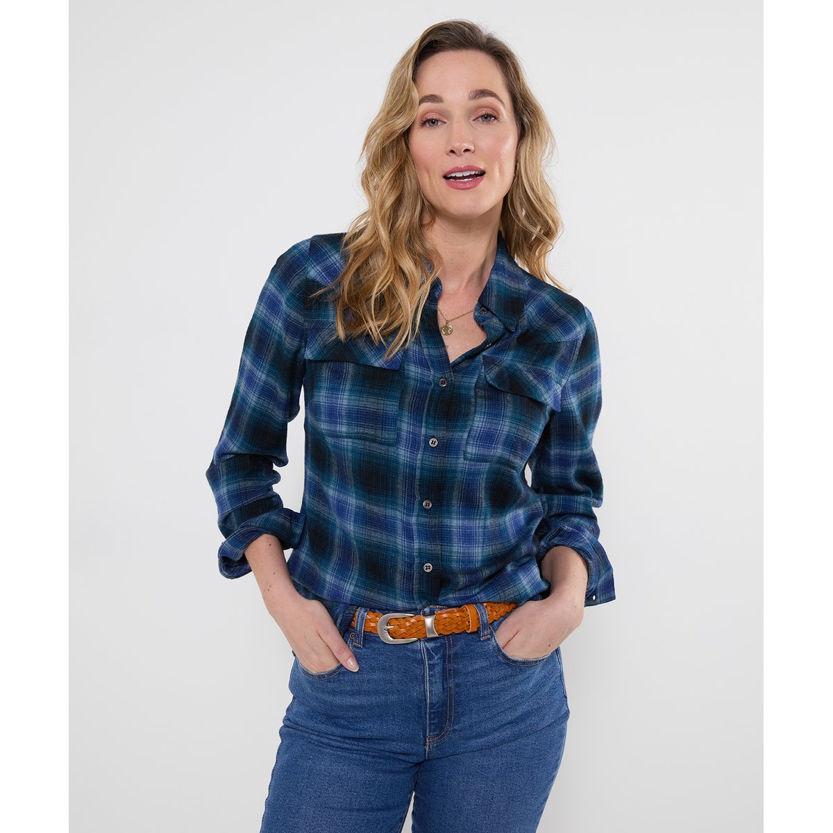 Chemise en Flanelle à Carreaux Anastasia bleu, JOE BROWNS