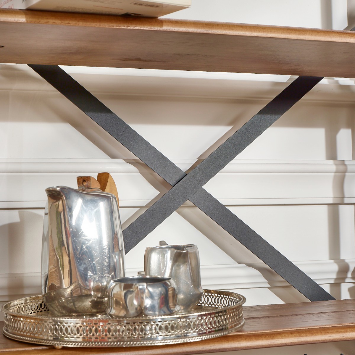 Etagère style moderne en bois et métal, 4 tablettes DANTE marron, ROBIN DES BOIS