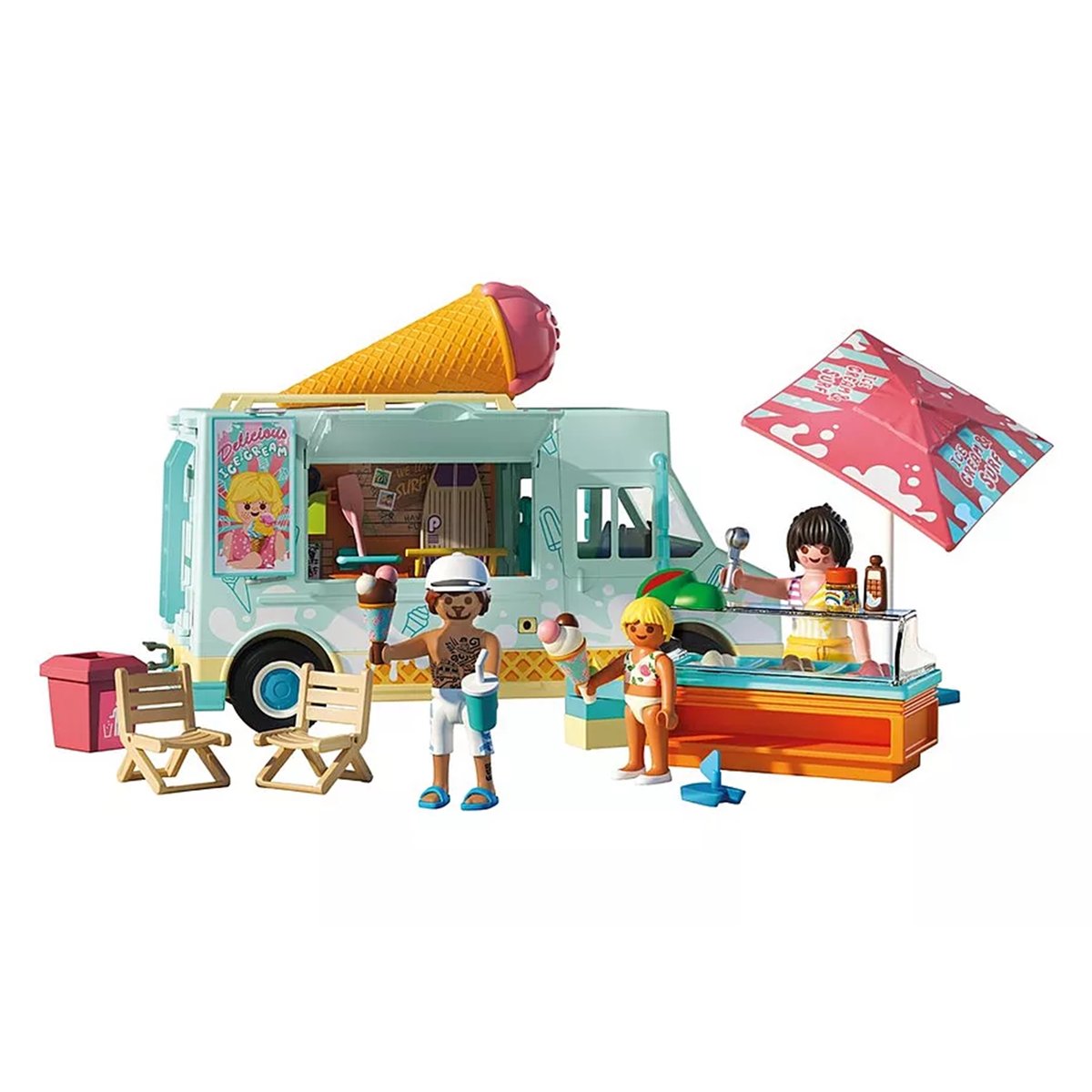 Camion vendeur de glaces & 3 personnages multicolore, PLAYMOBIL