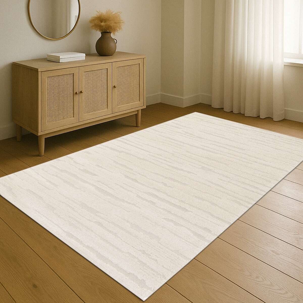 Tapis doux à relief moderne DESIGN DOUCEUR crème, THE DECO FACTORY