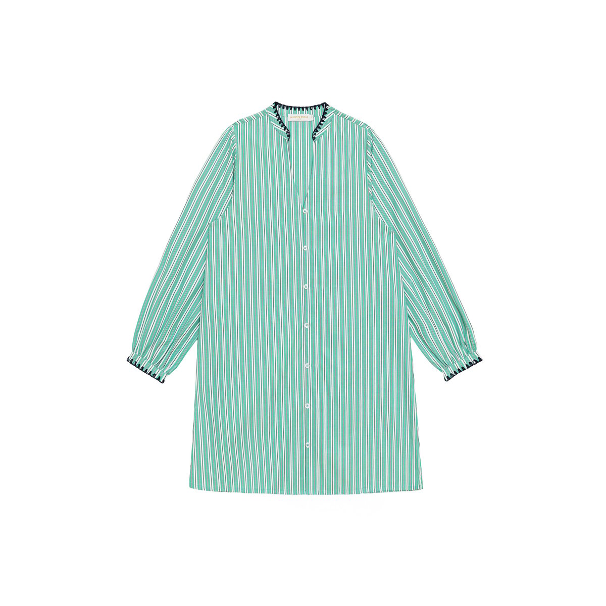 Robe courte trapèze imprimé à rayures ROSETTA 30-ecru/vert, LA PETITE ETOILE