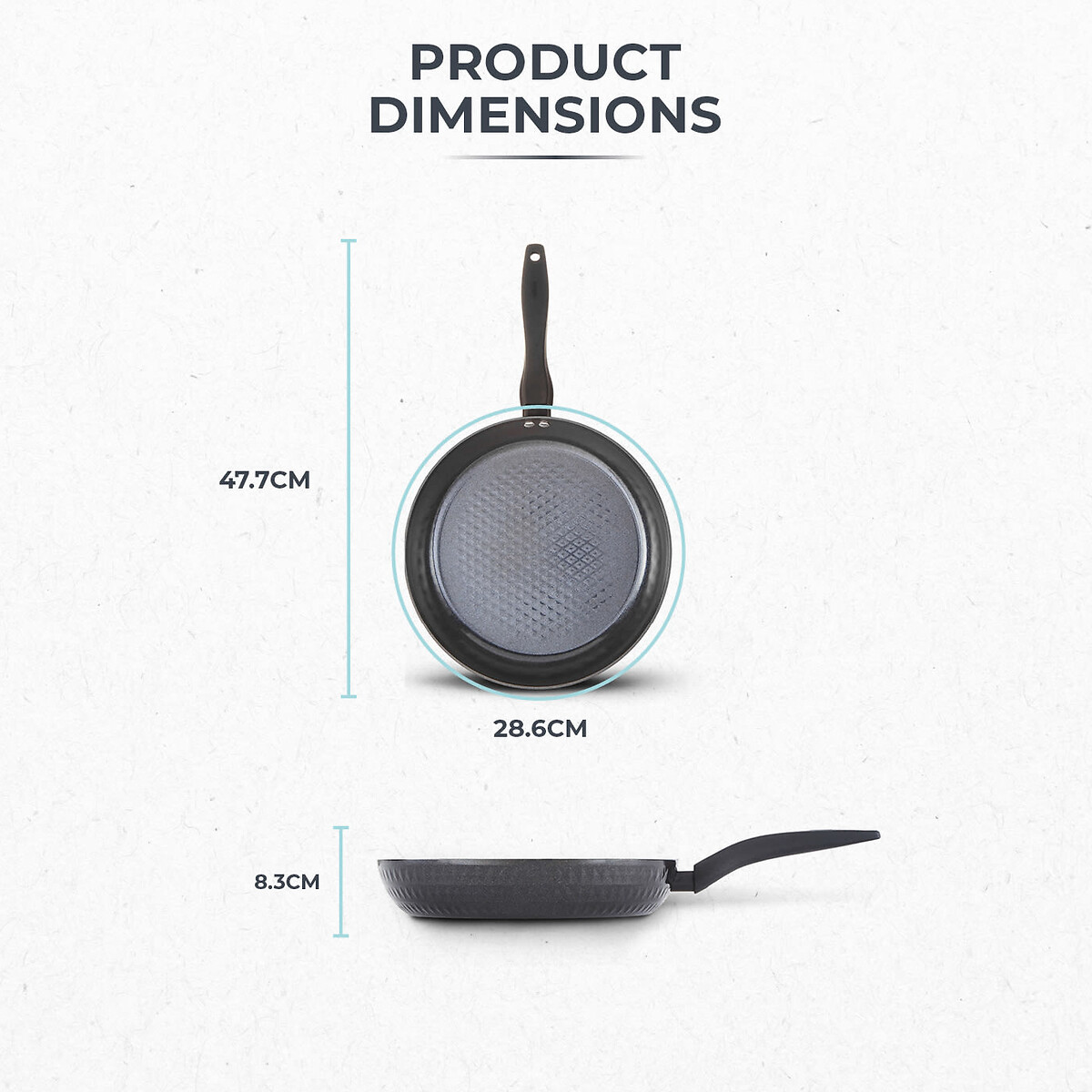 28cm Diamo Frying Pan with Black Diamond Coating black, TOWER
