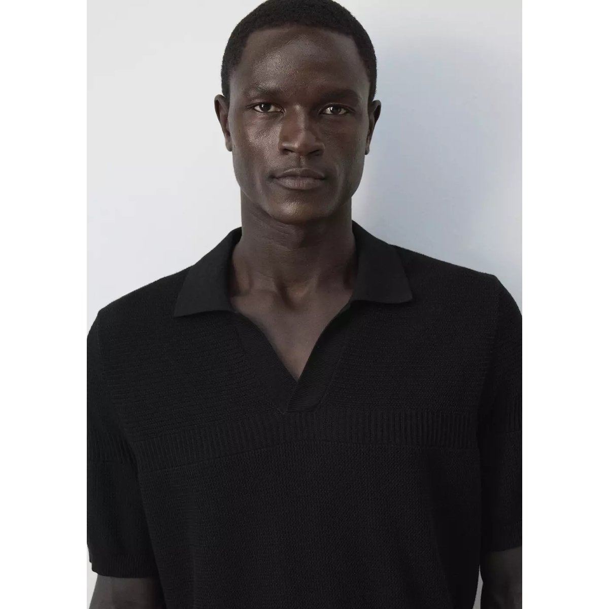 Polo 100 % coton maille fine noir, MANGO MAN