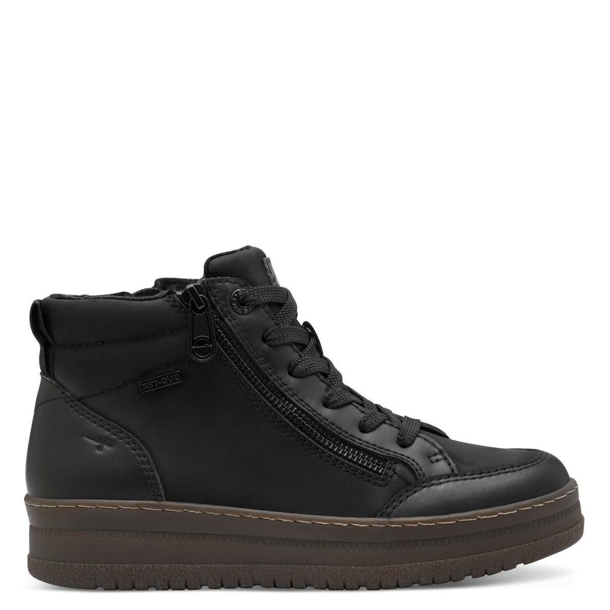 Bottine en cuir noir combiné, TAMARIS
