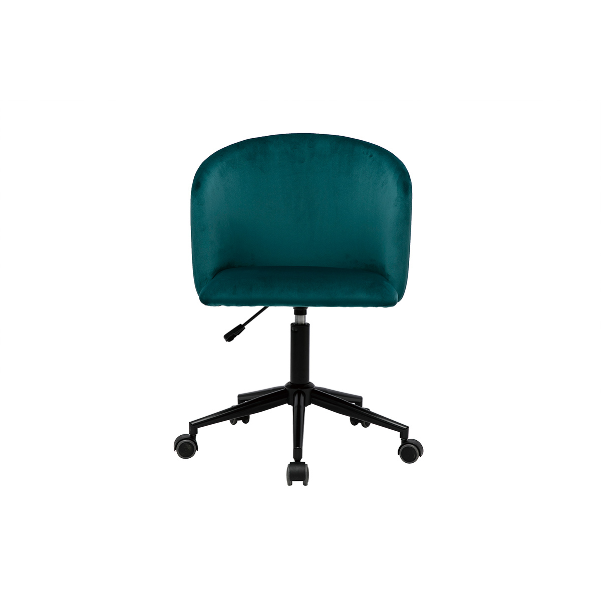 Chaise de bureau à roulettes en tissu velours bleu pétrole et métal noir VANITY bleu pétrole, MILIBOO
