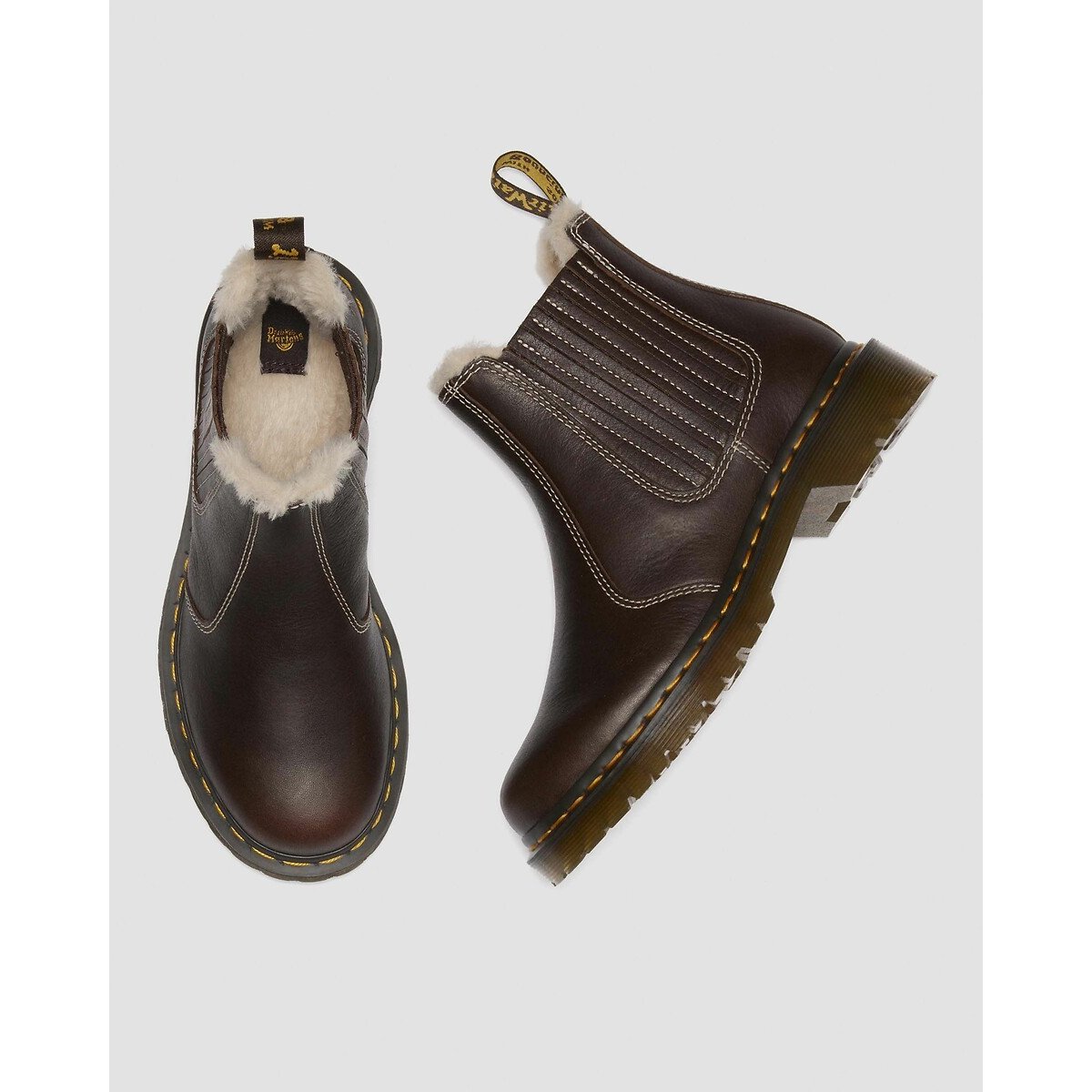Boots chelsea 2076 Leonore II, en cuir Grizzly marron foncé, DR. MARTENS