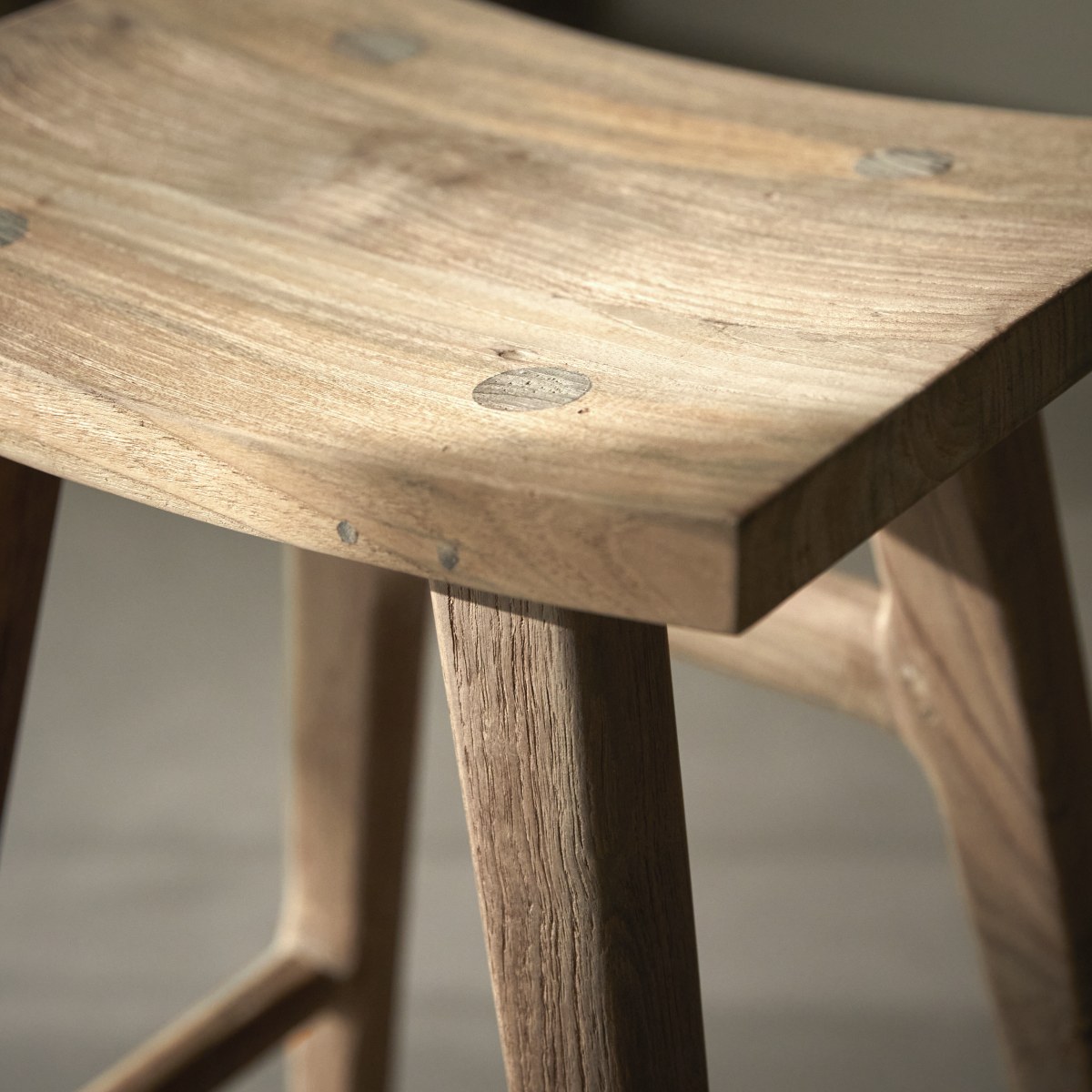 Tabouret de bar en Teck massif, ALIA naturel, TIKAMOON