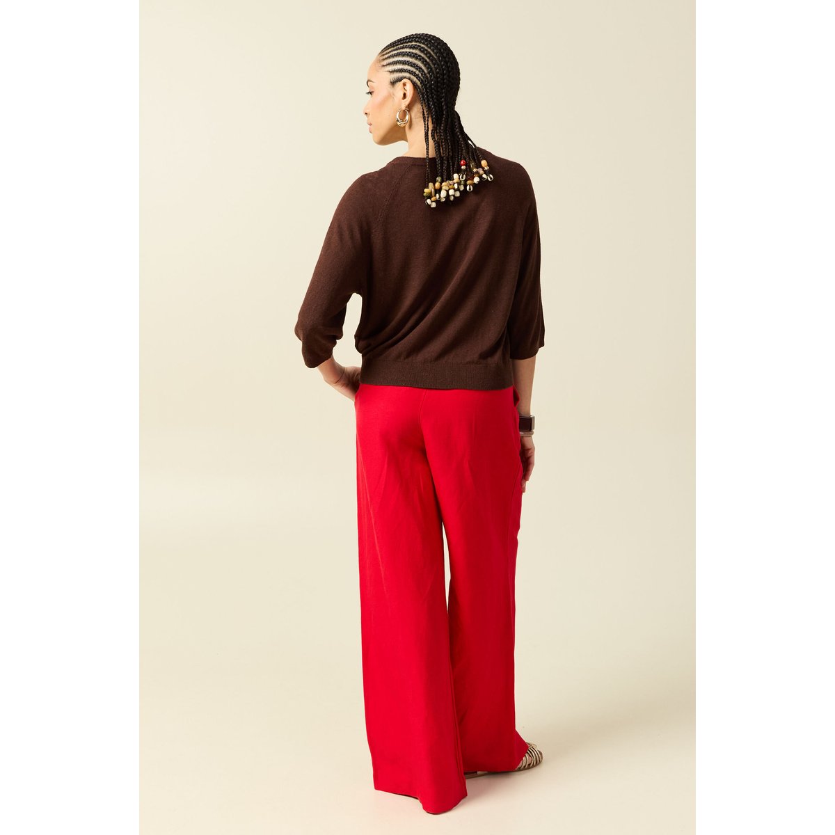 Gilet droit court manches longues marron foncé, BONOBO