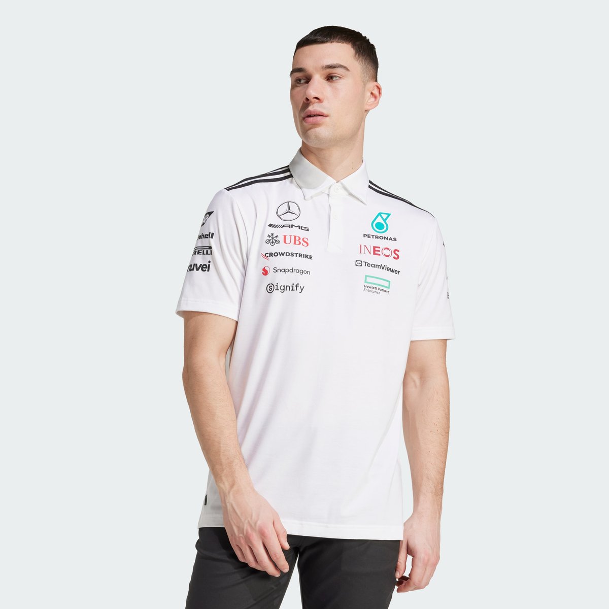 Polo D'équipe Mercedes - Amg Petronas Formula One Polo D'équipe Mercedes - Amg Petronas Formula One white melange / black, adidas Performance