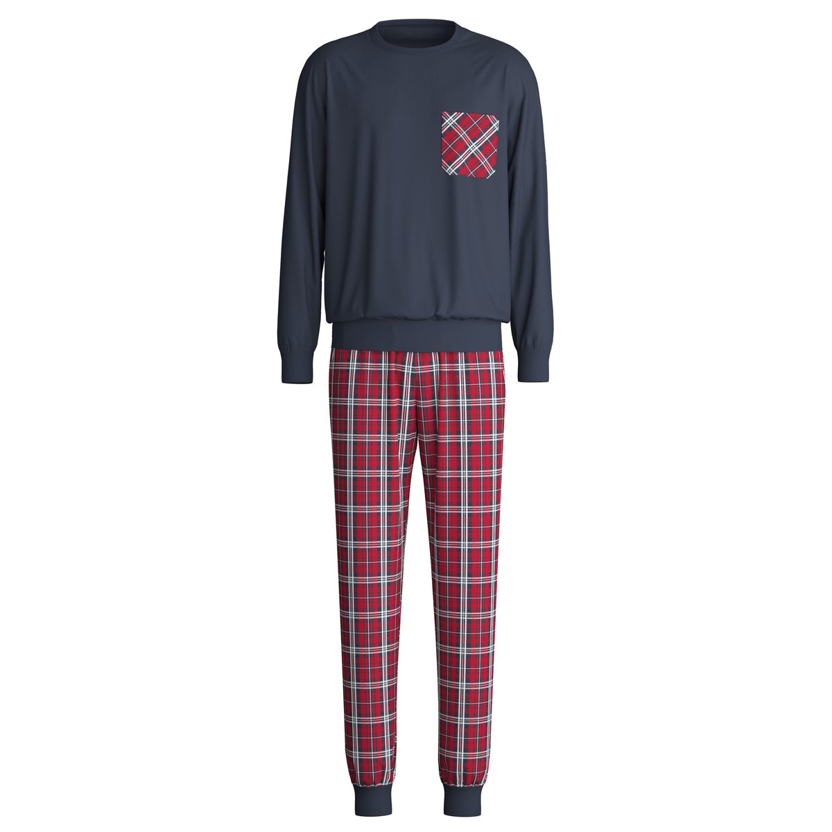 Pyjama avec bords élastiques manches longues Coton FAMILY & FRIENDS saphir foncé, CALIDA