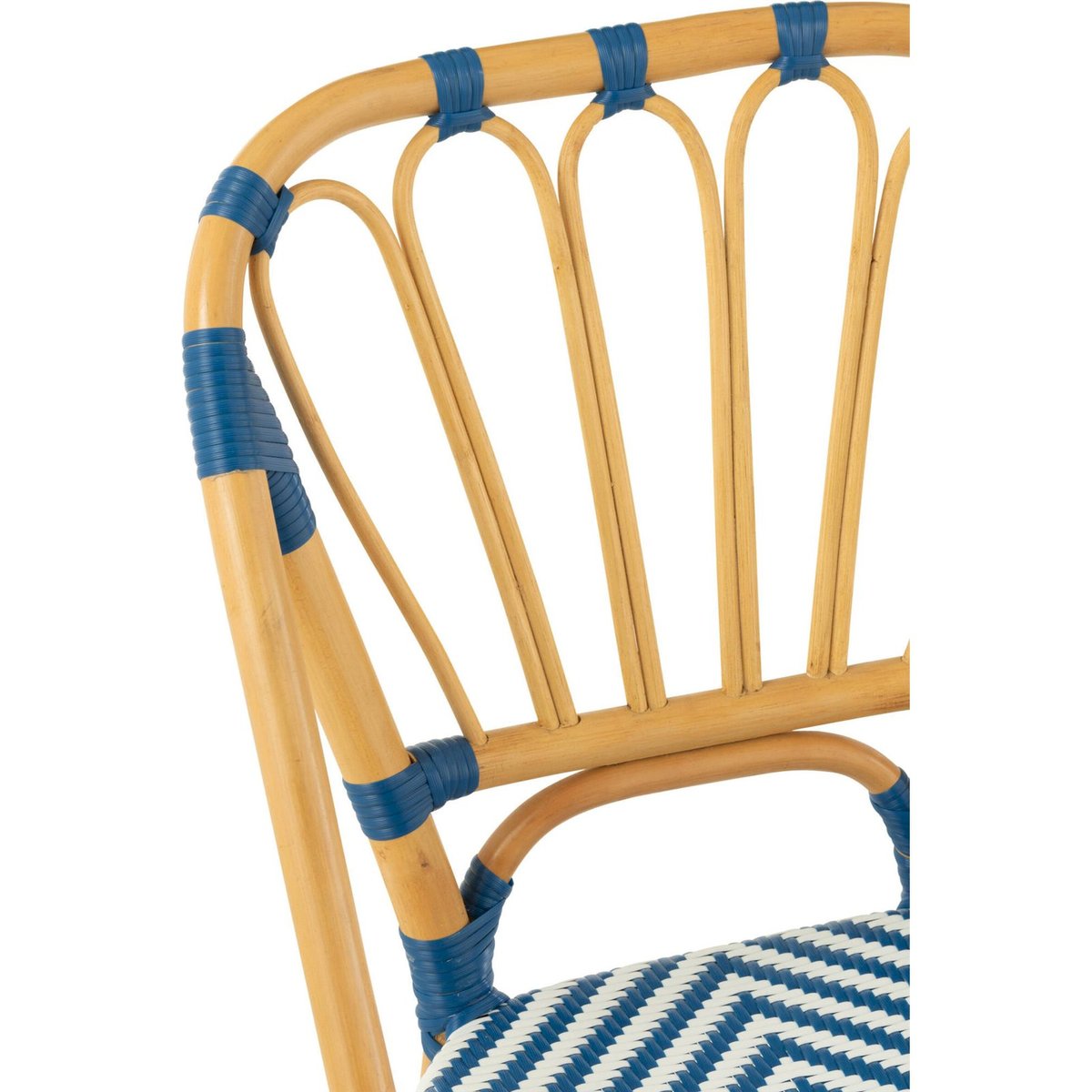 Chaise en rotin esprit bistrot bleu et blanc naturel, RECOLLECTION