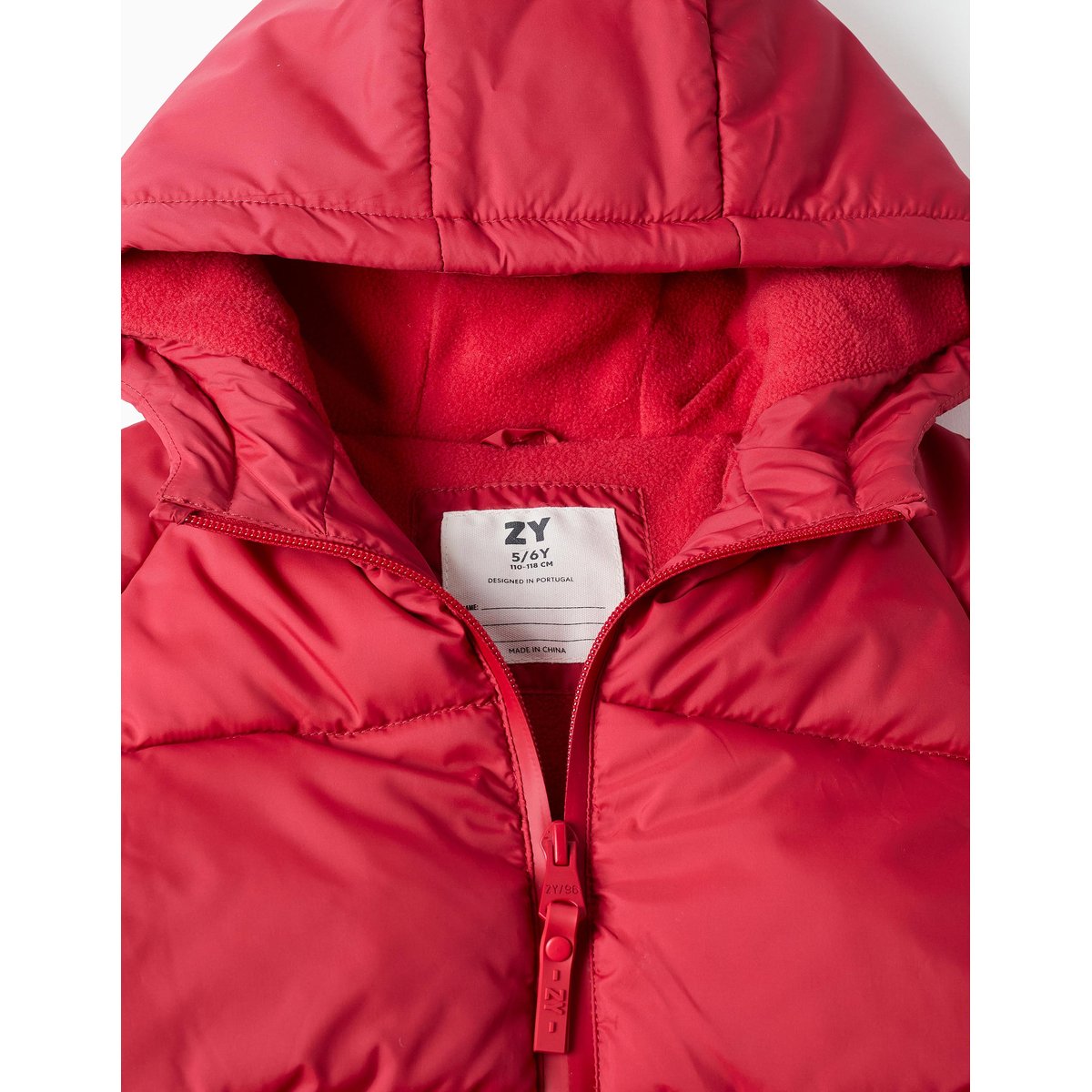 Doudoune avec capuche et doublure en polaire rouge, ZIPPY