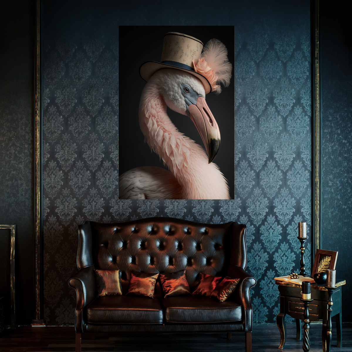 Tableau Sur Toile Portrait Flamant Rose Humanisé ANIMAUX HUMANISÉS tableaux sur toile-rose, CEANOTHE