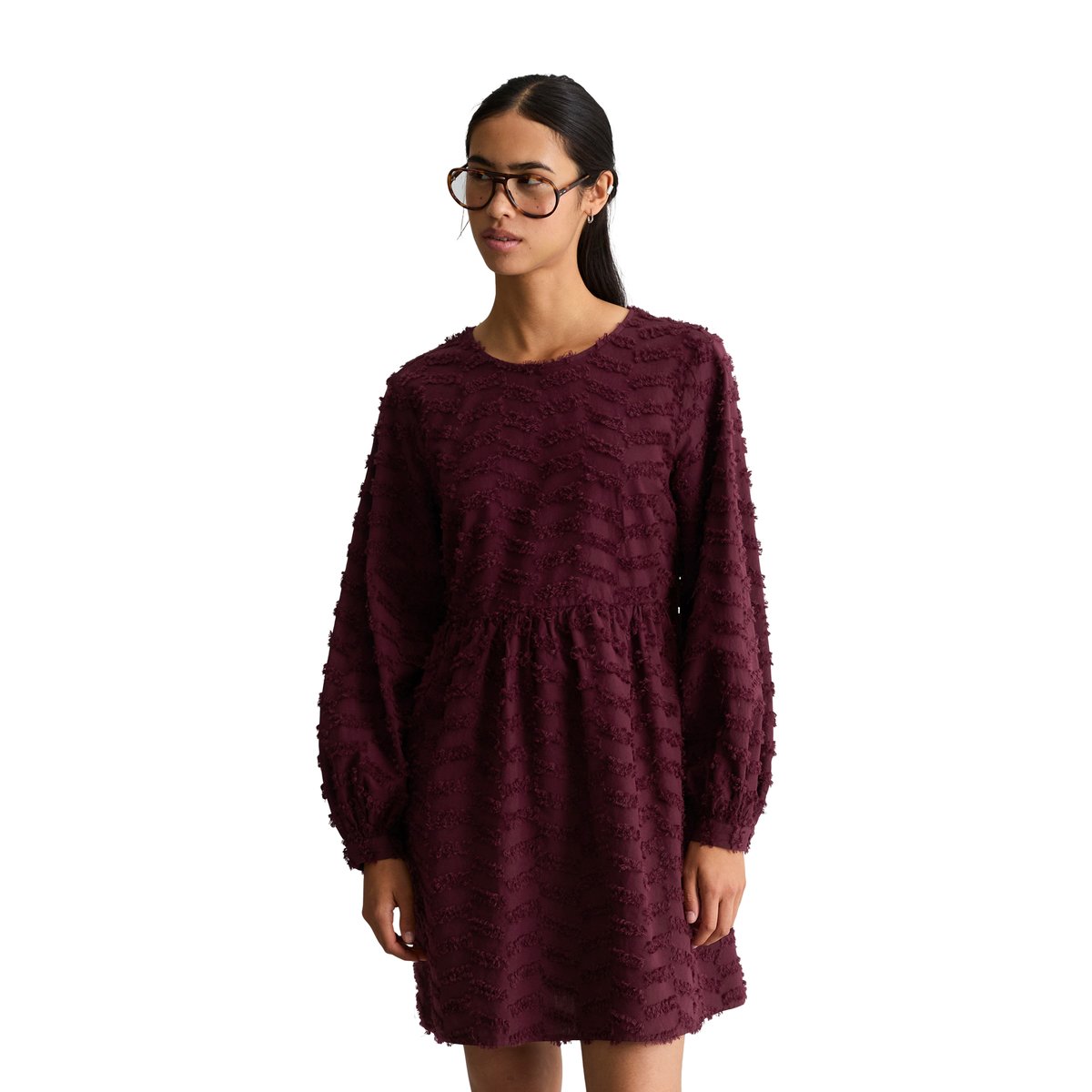 Robe relaxed en fil de coton Coupé dunkelrot, MARC O’POLO DENIM