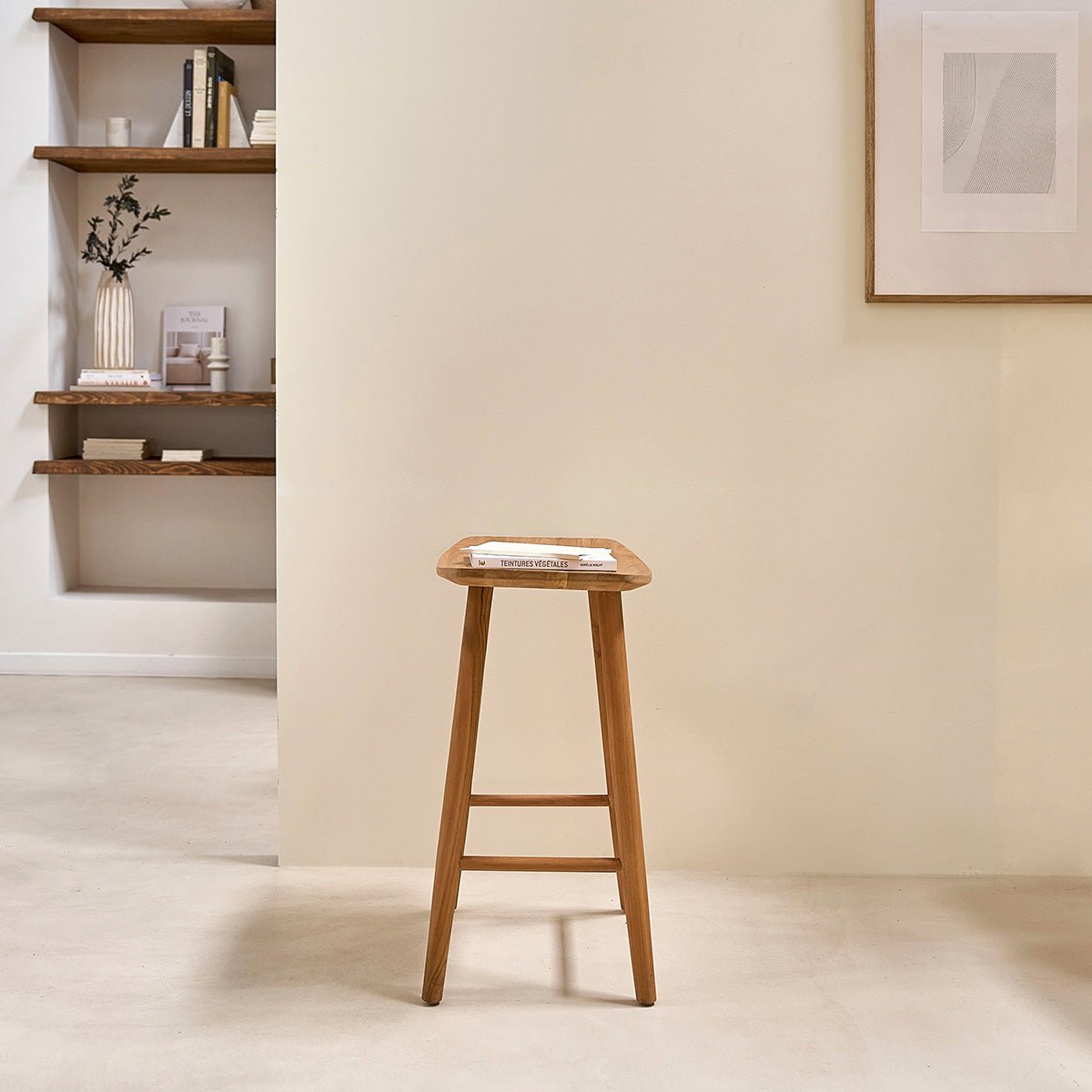 Tabouret de bar en teck massif AMBRE naturel, BERAH GETAH