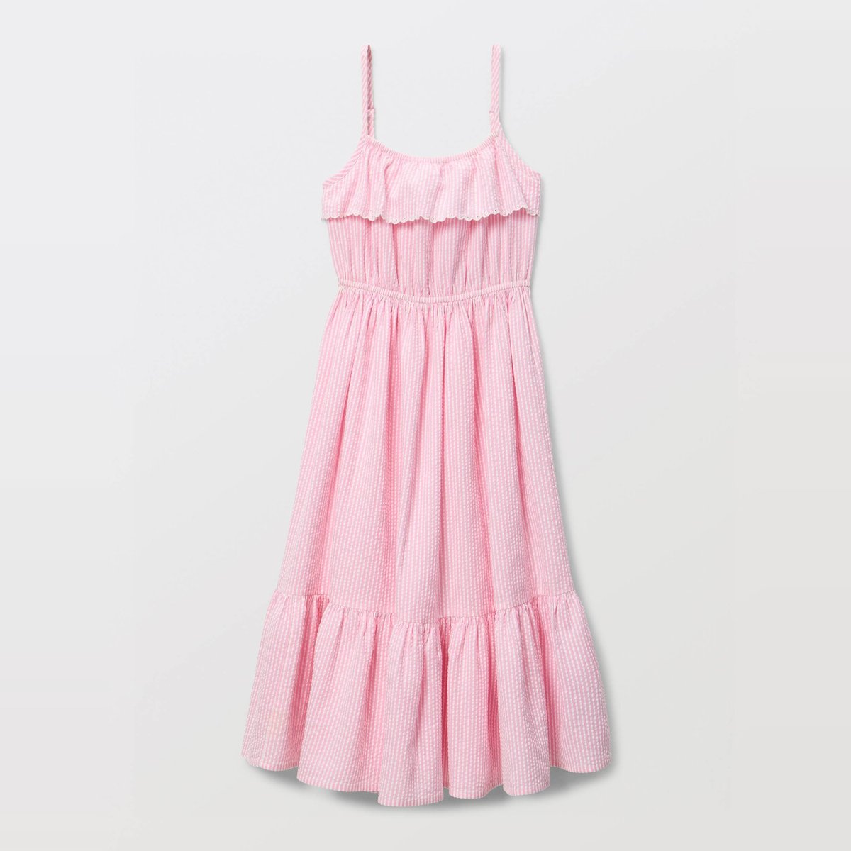 Robe midi à bretelles imprimée en coton lavatere, MONOPRIX