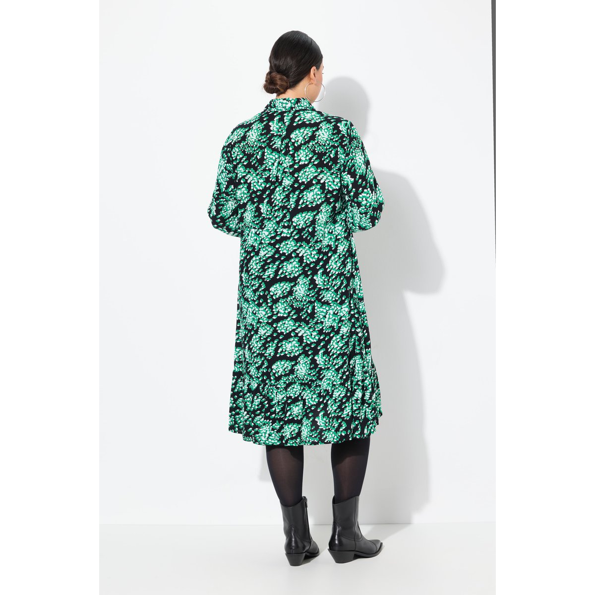 Robe chemisier coupe évasée noir, ULLA POPKEN