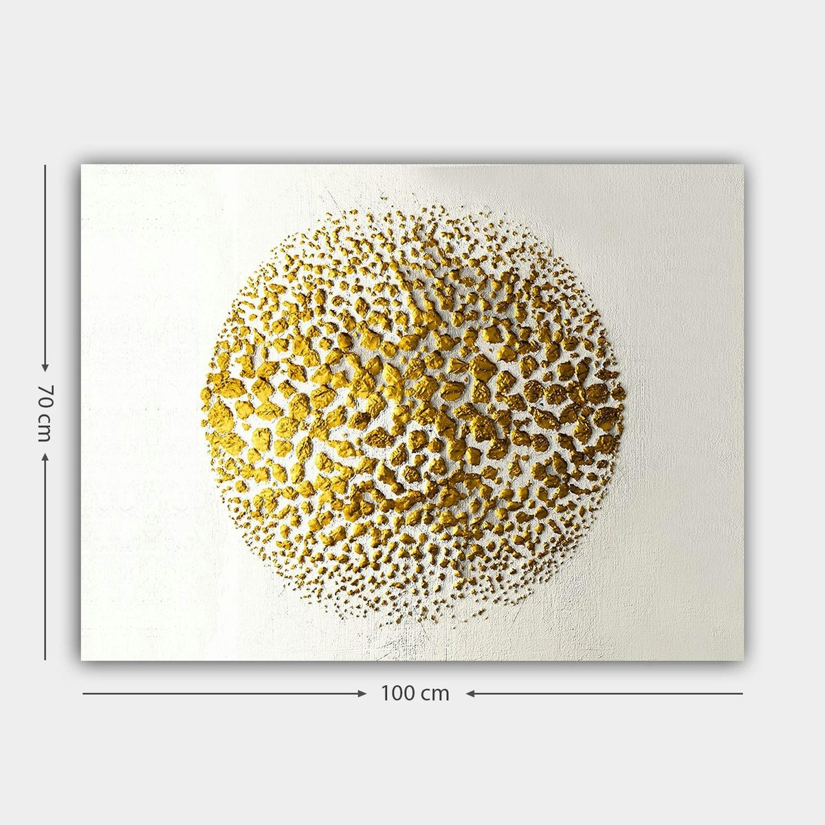 Tableau abstrait blanc et or – sphère texturée doré, PIER IMPORT