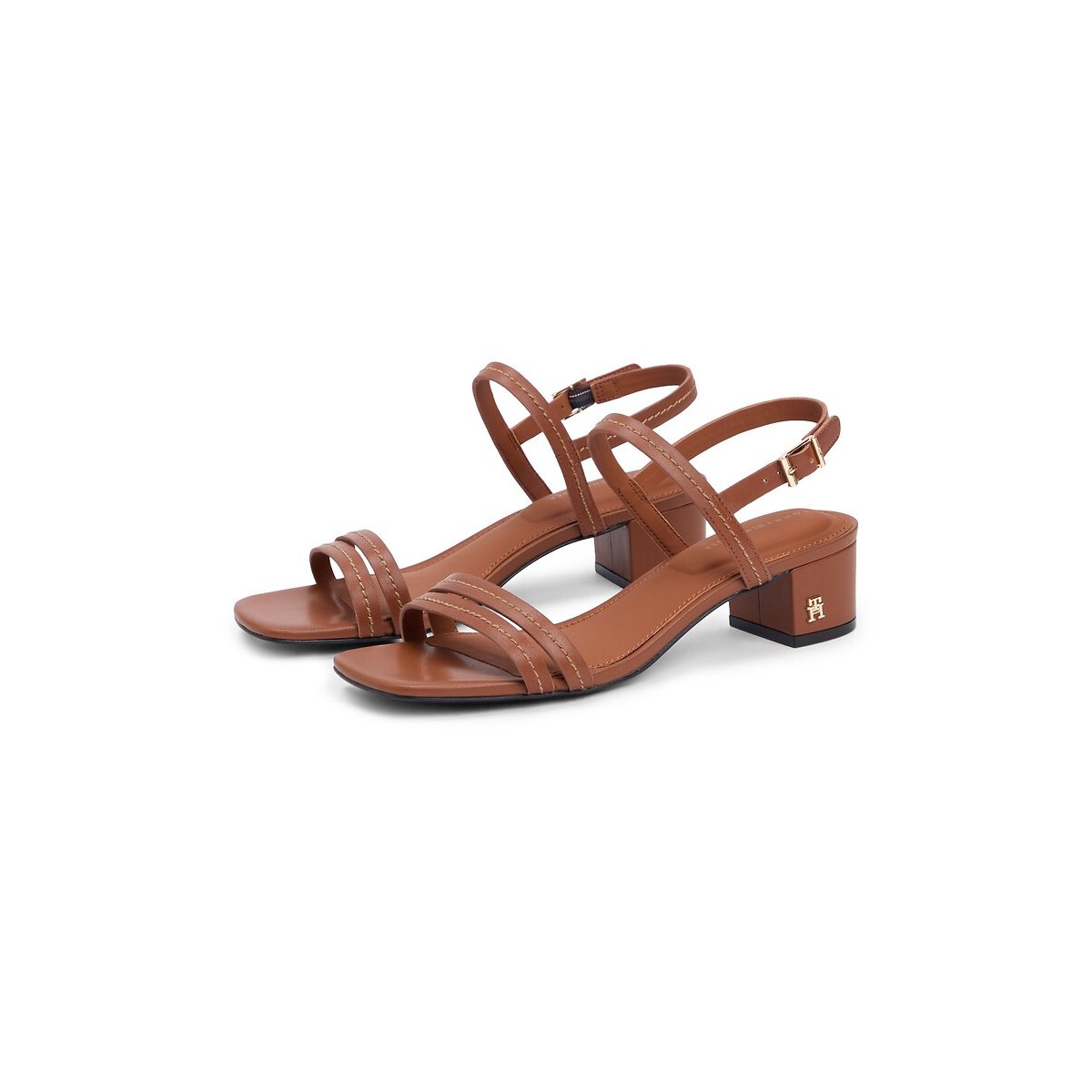 Leather Heeled Sandals cognac, TOMMY HILFIGER