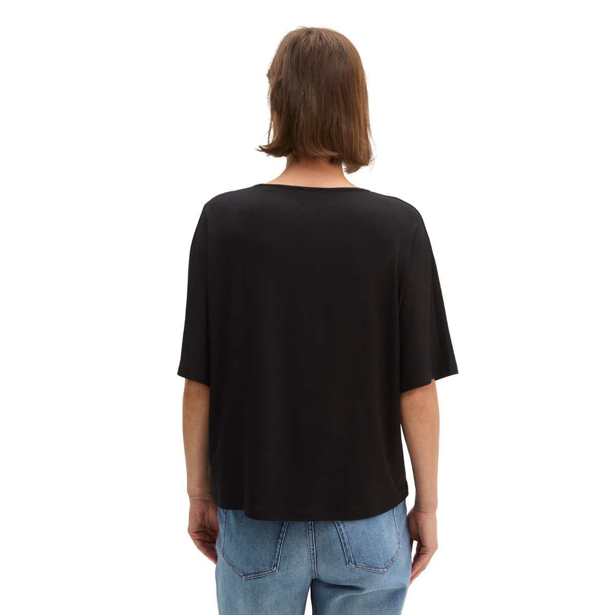 T-shirt relaxed en jersey stretch de viscose noir, MARC O'POLO