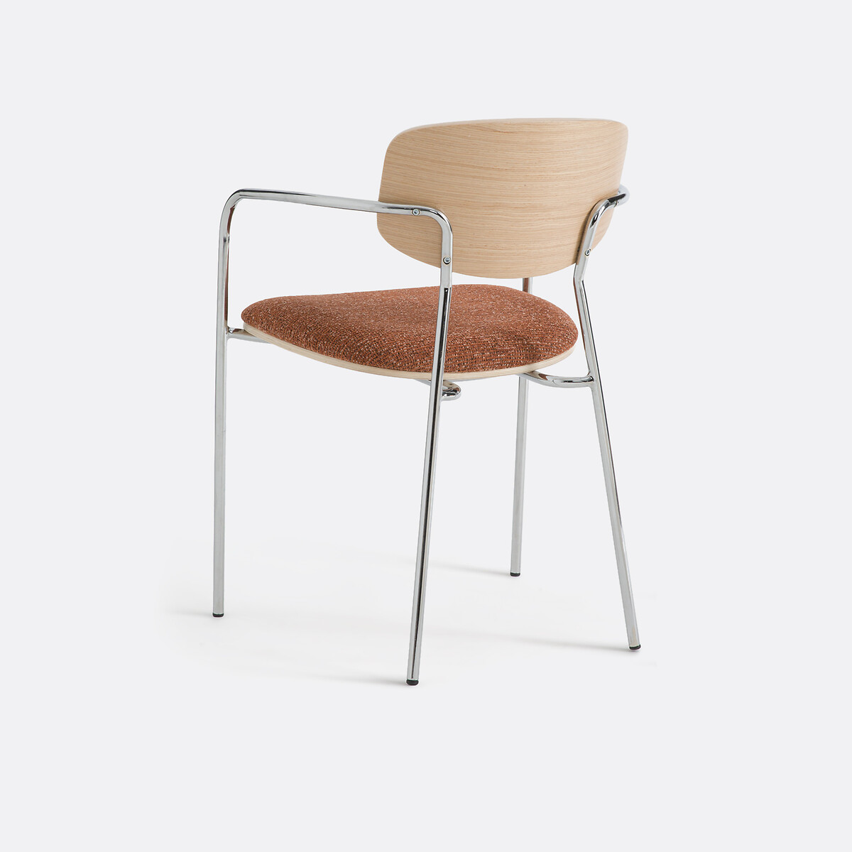 Fauteuil de table chrome et bois, AVINO rouge multicolore, LA REDOUTE INTERIEURS
