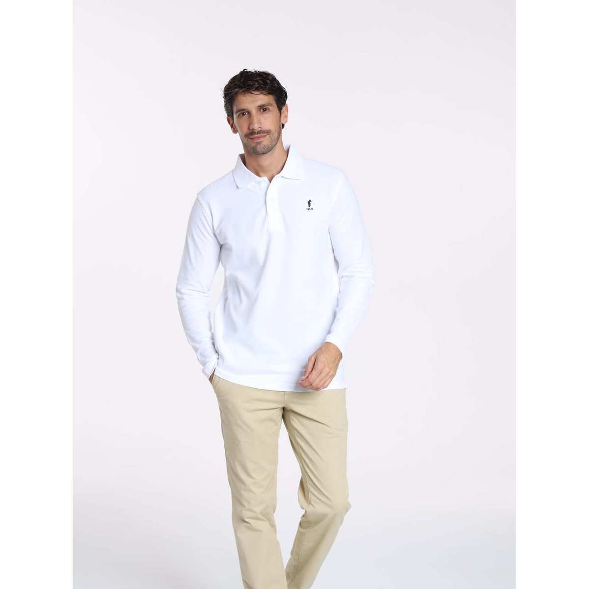 Polos manches longues en coton ORLEANS blanc, GENTLEMAN FARMER