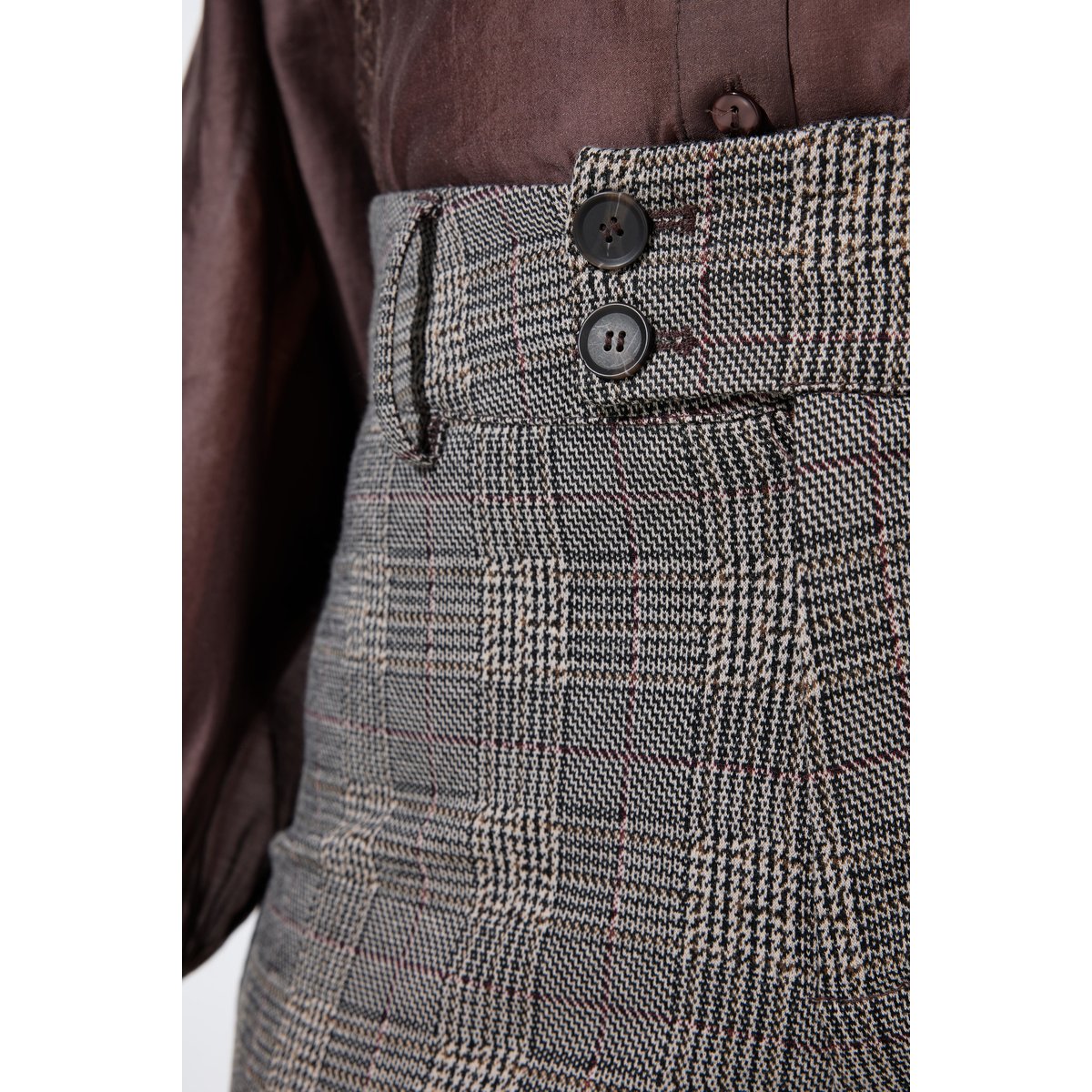 Pantalon à carreaux marron foncé, ULLA POPKEN