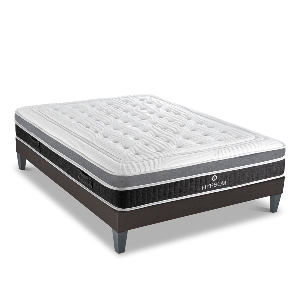 Ensemble ELEGANCE place Matelas Mémoire de forme + Sommier Bois blanc, HYPSOM