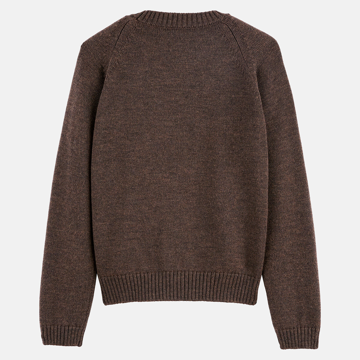Pull, col rond, motif mouton en intarsia, en laine mérinos marron, LA REDOUTE X MAZORCAS
