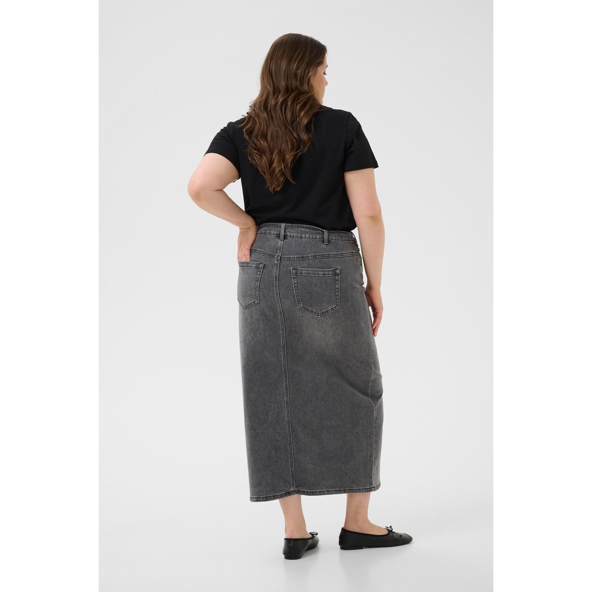 Jupe en jean gris medium grey denim, KAFFE CURVE