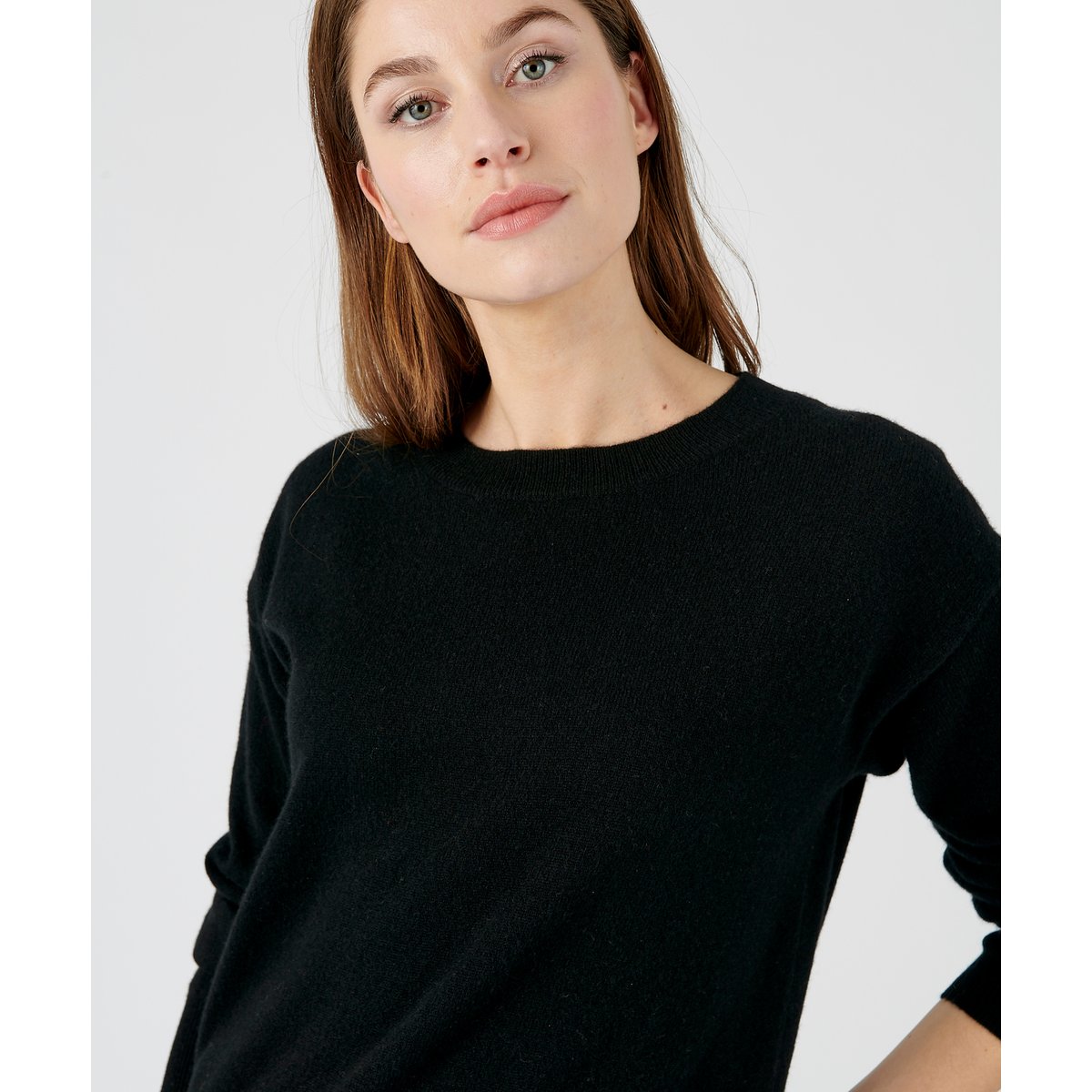 Pull col rond pur cachemire noir, DAMART