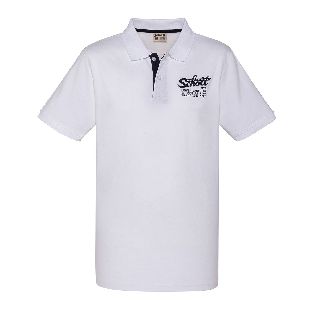 Polo shirt with embroidered logo and contrasting placket blanc, SCHOTT