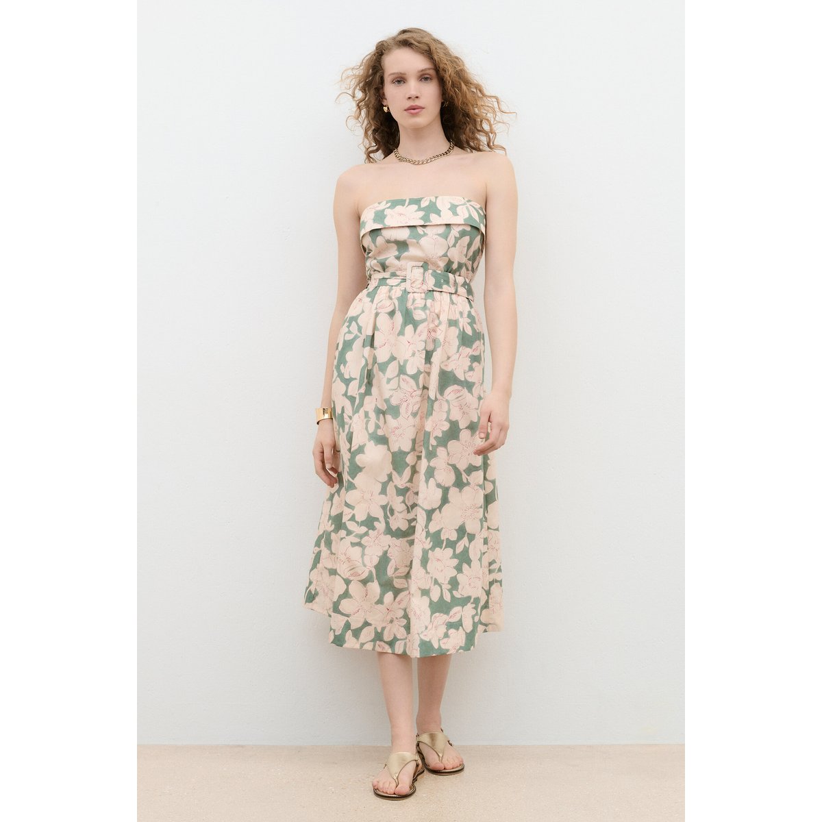 Robe fluide col carré ROBE RLYDIA vert, CAROLL