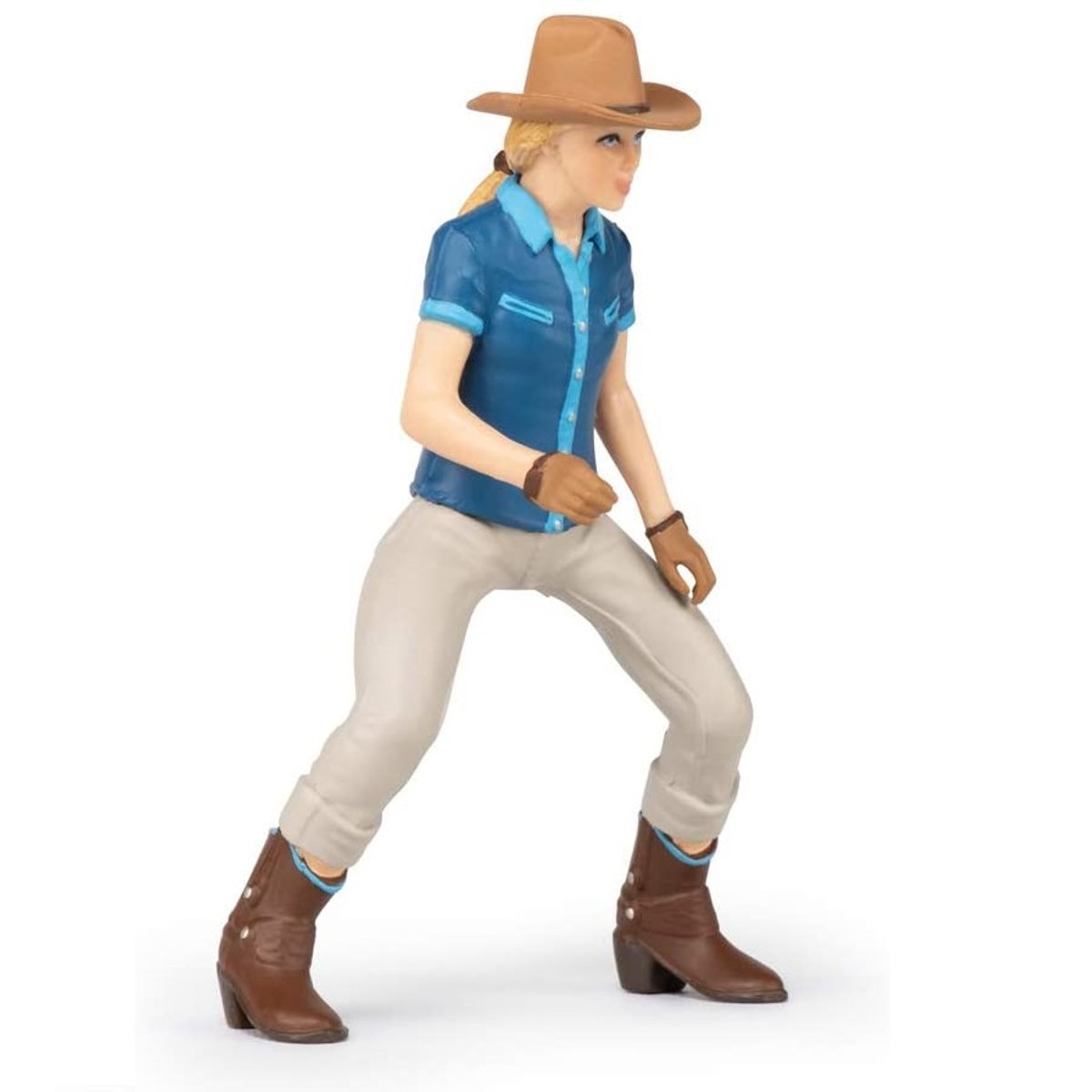Figurine Cheval western et sa cavalière beige, PAPO