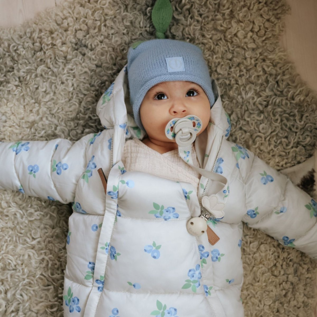 Attache sucette Wood blanc, bleu, ELODIE DETAILS