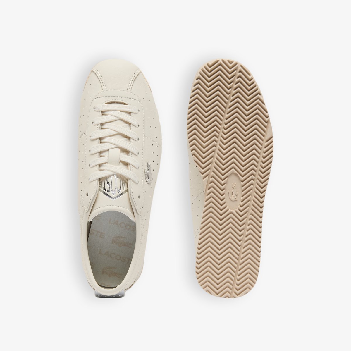 Sneakers Club-Low femme en cuir beige-40f, LACOSTE