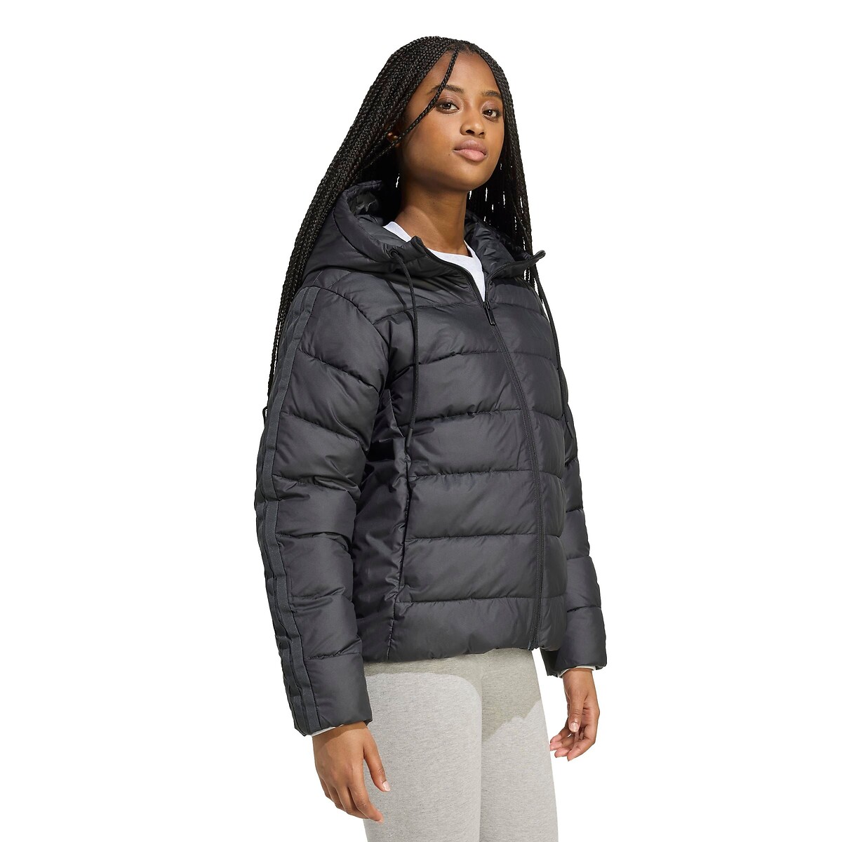 Essentials short hooded padded jacket black, ADIDAS SPORTSWEAR